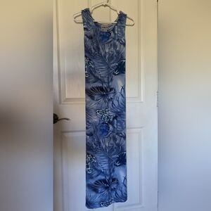 California Krush Blue Tropical Print Tie Waist Maxi Dress, Size S